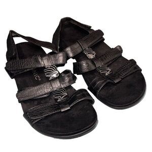 VIONIC Size 9 Amber Black Croc Strappy Sandals Slingback Orthaheel‎ Comfort